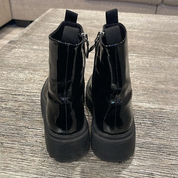 Zara Black Patent Leather Ankle Boots Size 36 - Picture 6 of 8
